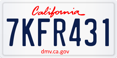 CA license plate 7KFR431