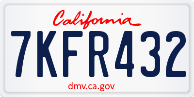 CA license plate 7KFR432