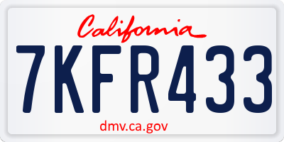 CA license plate 7KFR433