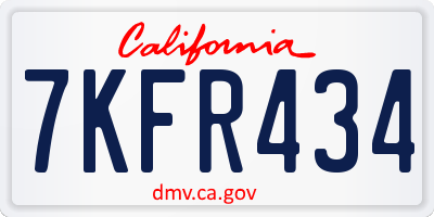 CA license plate 7KFR434