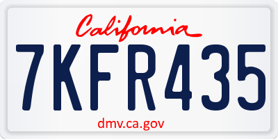 CA license plate 7KFR435
