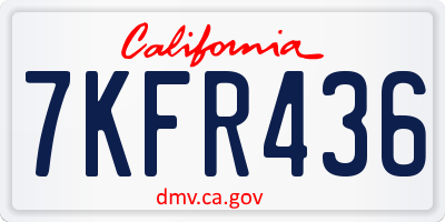 CA license plate 7KFR436