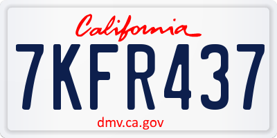 CA license plate 7KFR437