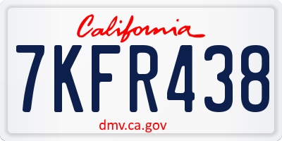 CA license plate 7KFR438
