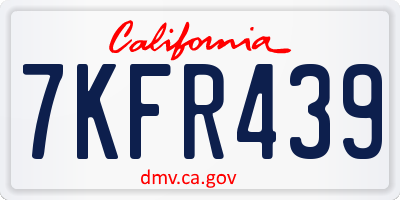 CA license plate 7KFR439