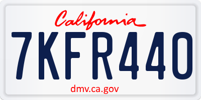 CA license plate 7KFR440