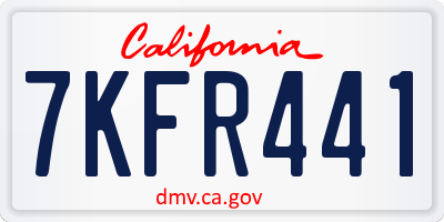 CA license plate 7KFR441