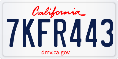 CA license plate 7KFR443