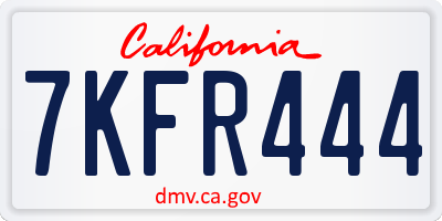 CA license plate 7KFR444