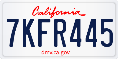 CA license plate 7KFR445