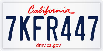 CA license plate 7KFR447