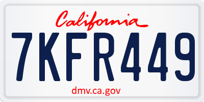 CA license plate 7KFR449