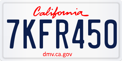 CA license plate 7KFR450