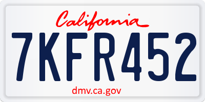 CA license plate 7KFR452