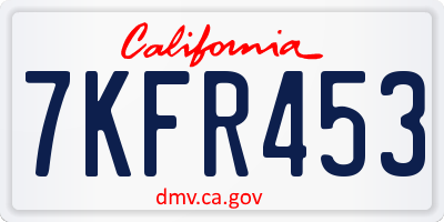 CA license plate 7KFR453