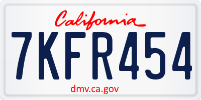 CA license plate 7KFR454