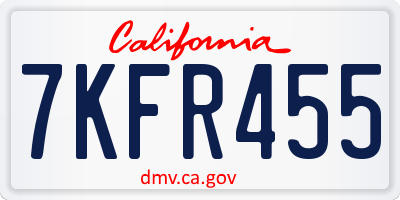 CA license plate 7KFR455
