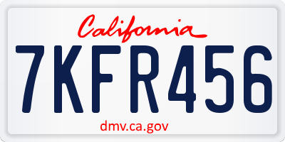 CA license plate 7KFR456
