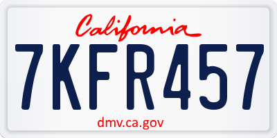 CA license plate 7KFR457