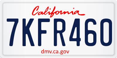 CA license plate 7KFR460