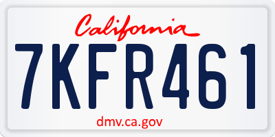 CA license plate 7KFR461