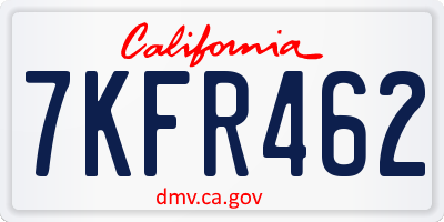 CA license plate 7KFR462