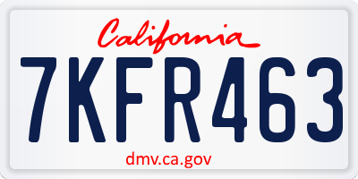 CA license plate 7KFR463