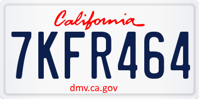CA license plate 7KFR464
