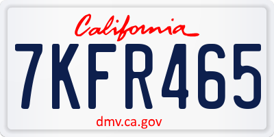 CA license plate 7KFR465