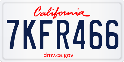 CA license plate 7KFR466
