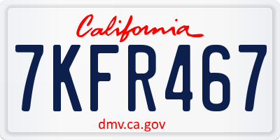 CA license plate 7KFR467