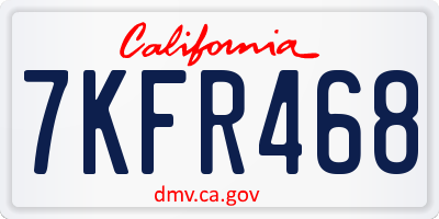 CA license plate 7KFR468