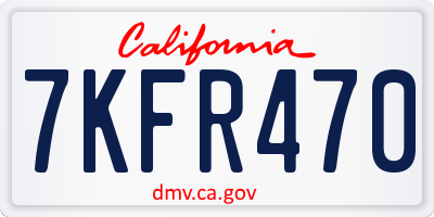 CA license plate 7KFR470