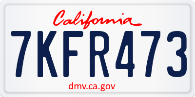 CA license plate 7KFR473