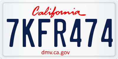 CA license plate 7KFR474