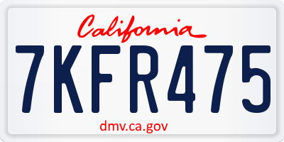 CA license plate 7KFR475