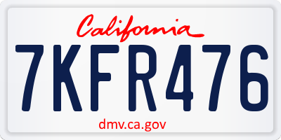 CA license plate 7KFR476