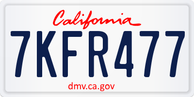CA license plate 7KFR477