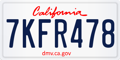 CA license plate 7KFR478