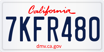 CA license plate 7KFR480