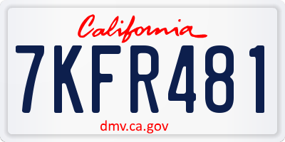 CA license plate 7KFR481