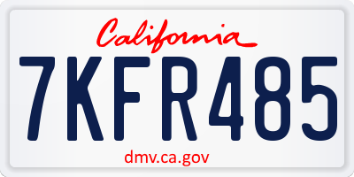 CA license plate 7KFR485