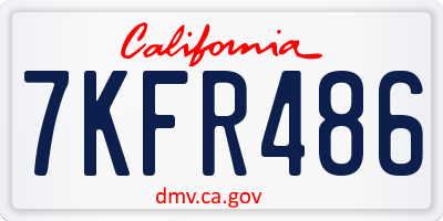CA license plate 7KFR486