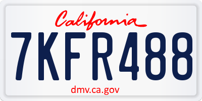 CA license plate 7KFR488