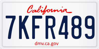 CA license plate 7KFR489