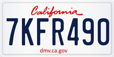 CA license plate 7KFR490