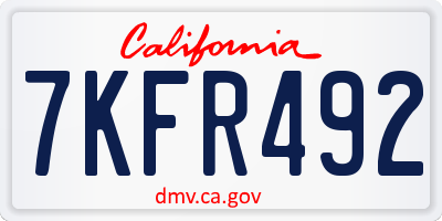 CA license plate 7KFR492