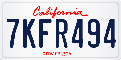 CA license plate 7KFR494