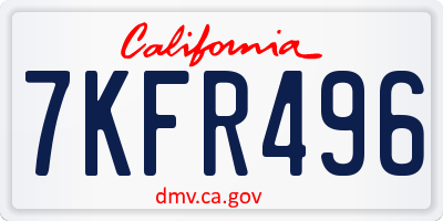 CA license plate 7KFR496