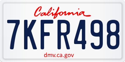 CA license plate 7KFR498